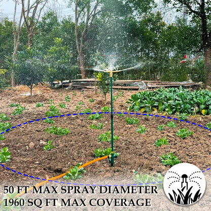 2 Pack 3-Arm Garden Sprinkler, 360 Degree Rotation Garden Water Sprinklers, High-Rise Lawn Sprinkler, Lawn Watering Irrigation System