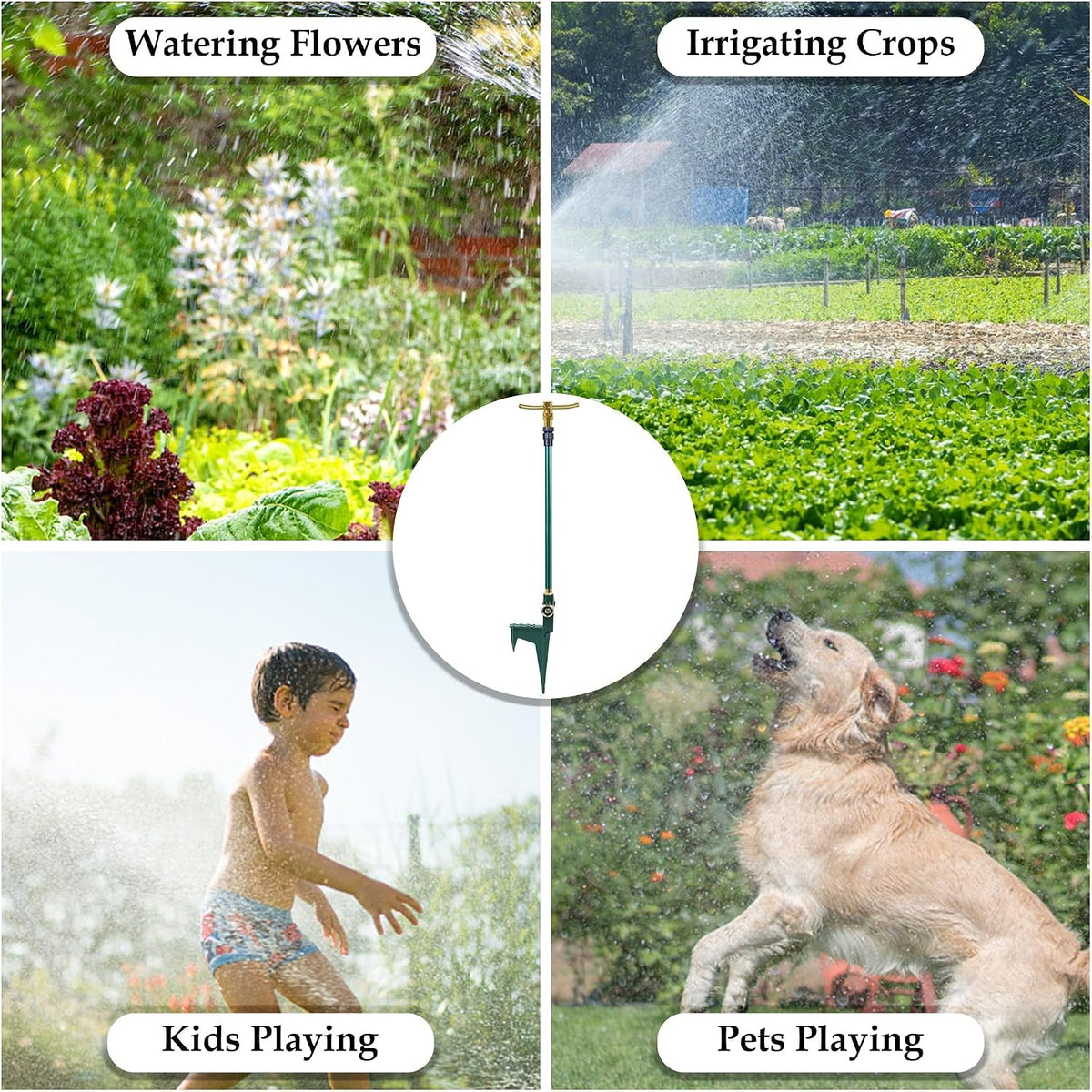 2 Pack 3-Arm Garden Sprinkler, 360 Degree Rotation Garden Water Sprinklers, High-Rise Lawn Sprinkler, Lawn Watering Irrigation System