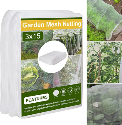 10 x 50FT Garden Netting, Plant Covers Durable Ultra Fine Mesh Protection, Garden Plant Row Cover, Raised Bed Barrier Screen Protection Net Cover for Plant Vegetable Fruit Flower