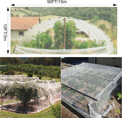 10 x 50FT Garden Netting, Plant Covers Durable Ultra Fine Mesh Protection, Garden Plant Row Cover, Raised Bed Barrier Screen Protection Net Cover for Plant Vegetable Fruit Flower