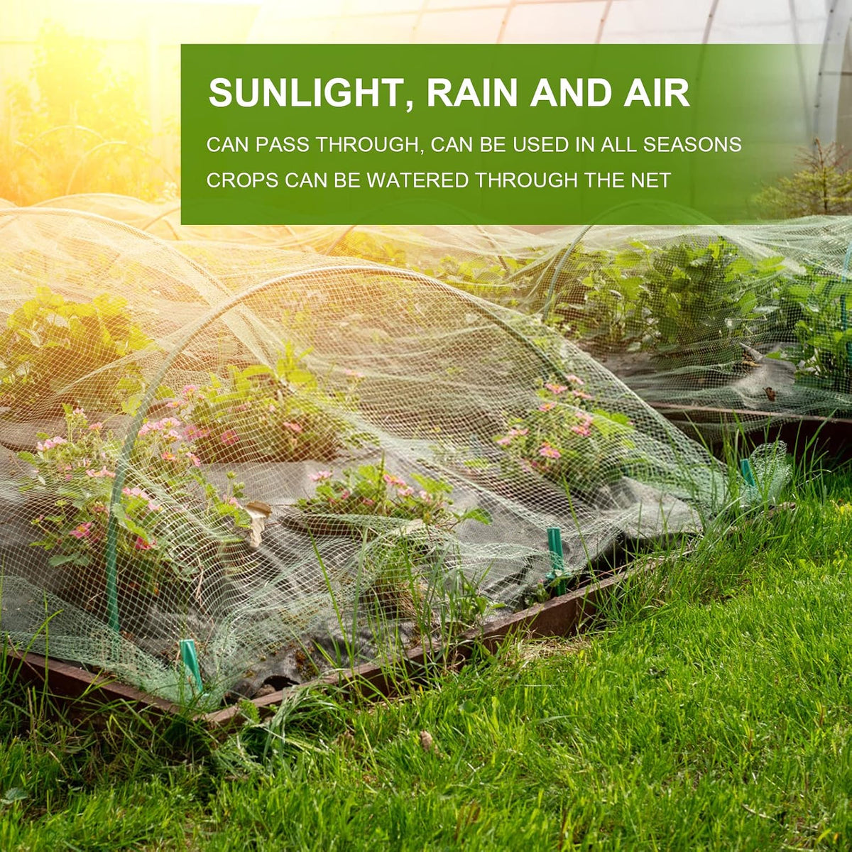 10 x 50FT Garden Netting, Plant Covers Durable Ultra Fine Mesh Protection, Garden Plant Row Cover, Raised Bed Barrier Screen Protection Net Cover for Plant Vegetable Fruit Flower
