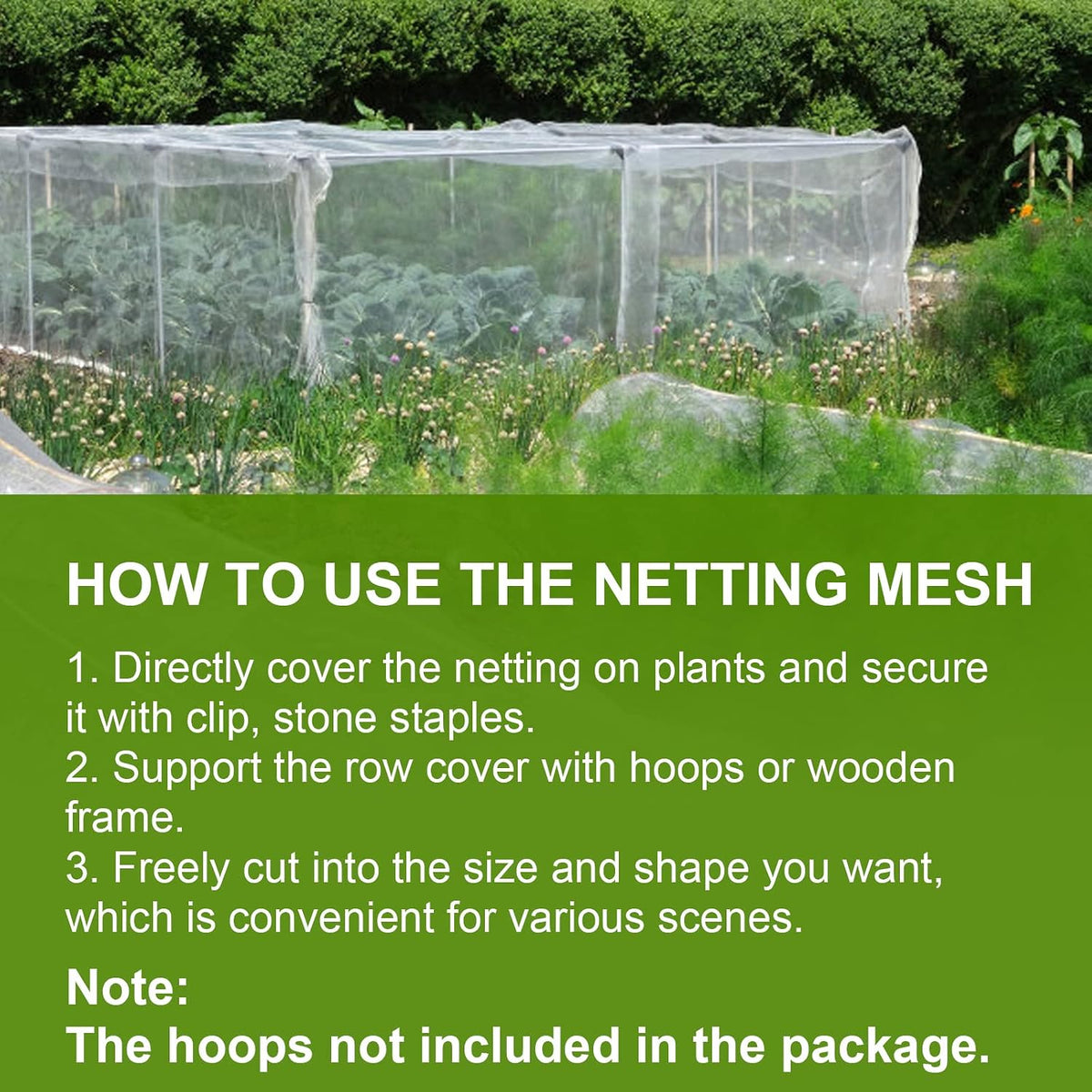 10 x 50FT Garden Netting, Plant Covers Durable Ultra Fine Mesh Protection, Garden Plant Row Cover, Raised Bed Barrier Screen Protection Net Cover for Plant Vegetable Fruit Flower