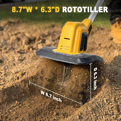 Cordless Garden Tiller Cultivator Compatible with Dewalt 20V Max Battery