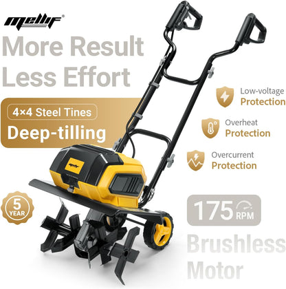 Cordless Garden Tiller Cultivator Compatible with Dewalt 20V Max Battery