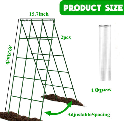 No Assembly Required Cucumber Trellis,2 Pack Trellis for Cucumbers,Outdoor Raised Bed Climbing Plant Support,A-Frame Garden Frame,Used for Vegetables,peas,Tomatoes,Squash,Melon and Fruit Frame