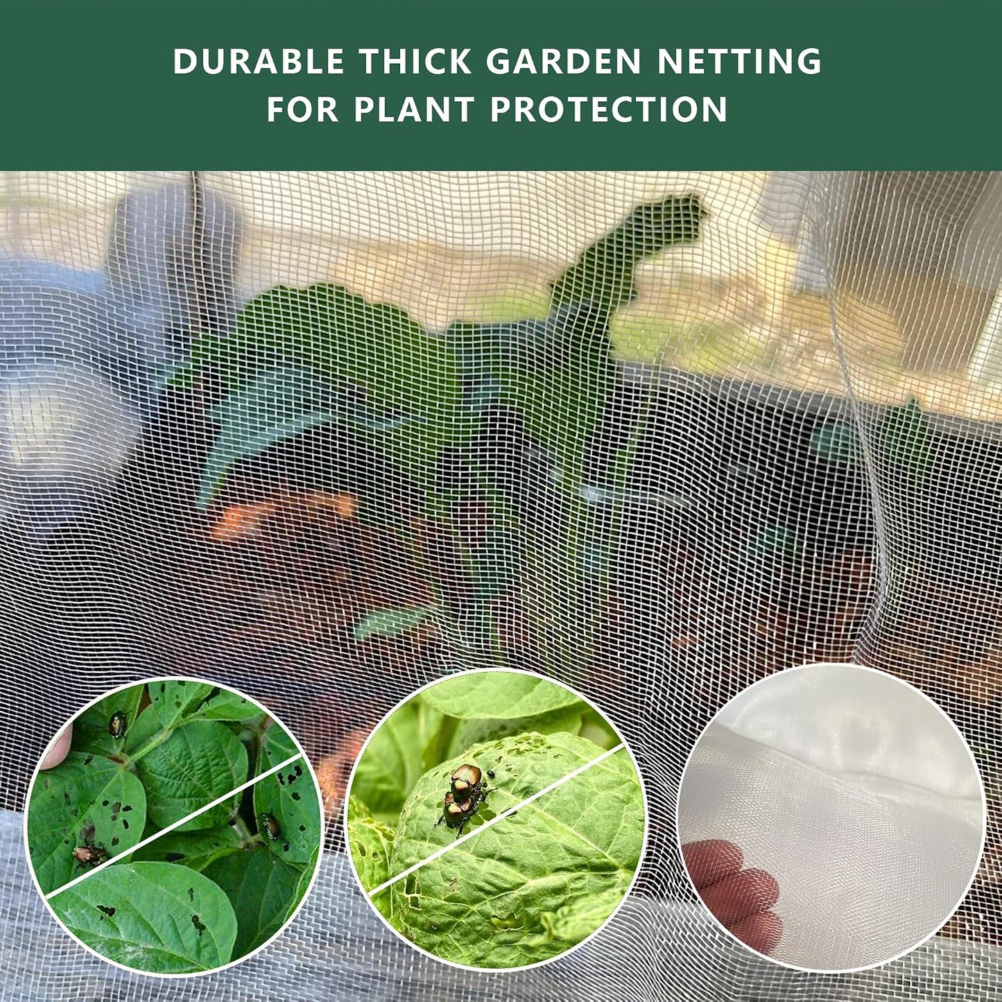 Garden Hoops and Netting Bundle kit, 40pcs Row Cover Hoops with 10x33ft Fine Mesh Netting