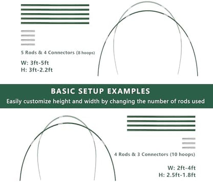Garden Hoops and Netting Bundle kit, 40pcs Row Cover Hoops with 10x33ft Fine Mesh Netting