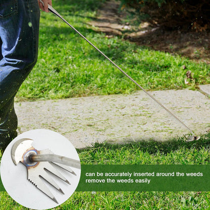 2 Pack 47 Inch Long Weed Puller Tool Set with Long Stand up Metal Handle, Weed Puller Hand Tool Manganese Steel Double Scythe, Hand Weeder for Garden Planting Weeding(Scythe,Large)