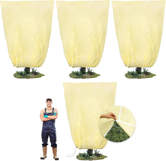 78x41inches Plant Covers Freeze Protection,4 Packs Thickened 2.82oz/yd²Frost Cloth for Outdoor Plants,Winter Tree Covers with Zipper&Drawstring,Plant Blanket for Winter Plant Covers Freeze Protection