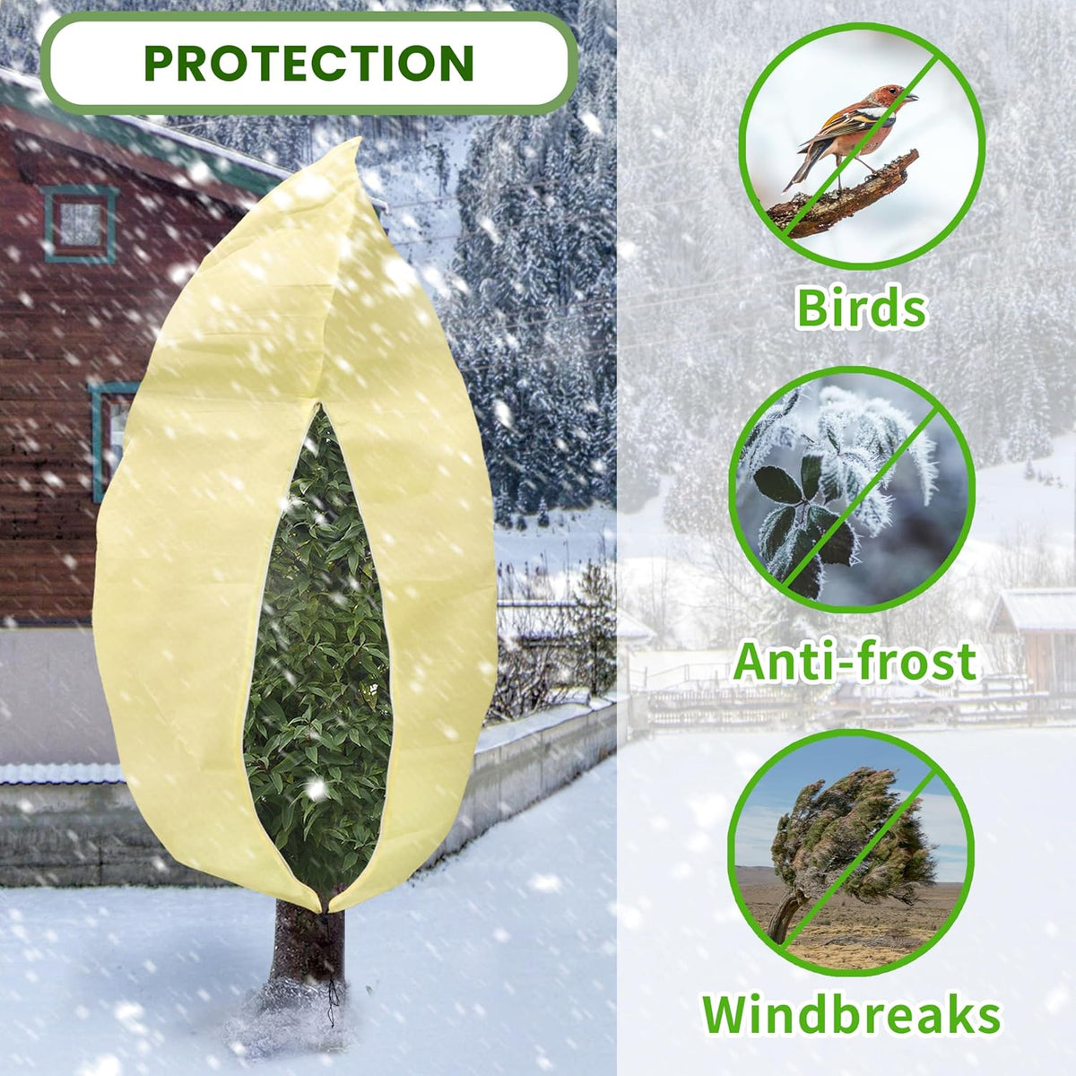 78x41inches Plant Covers Freeze Protection,4 Packs Thickened 2.82oz/yd²Frost Cloth for Outdoor Plants,Winter Tree Covers with Zipper&Drawstring,Plant Blanket for Winter Plant Covers Freeze Protection