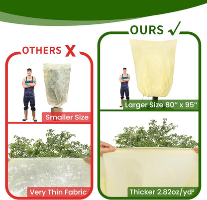 78x41inches Plant Covers Freeze Protection,4 Packs Thickened 2.82oz/yd²Frost Cloth for Outdoor Plants,Winter Tree Covers with Zipper&Drawstring,Plant Blanket for Winter Plant Covers Freeze Protection
