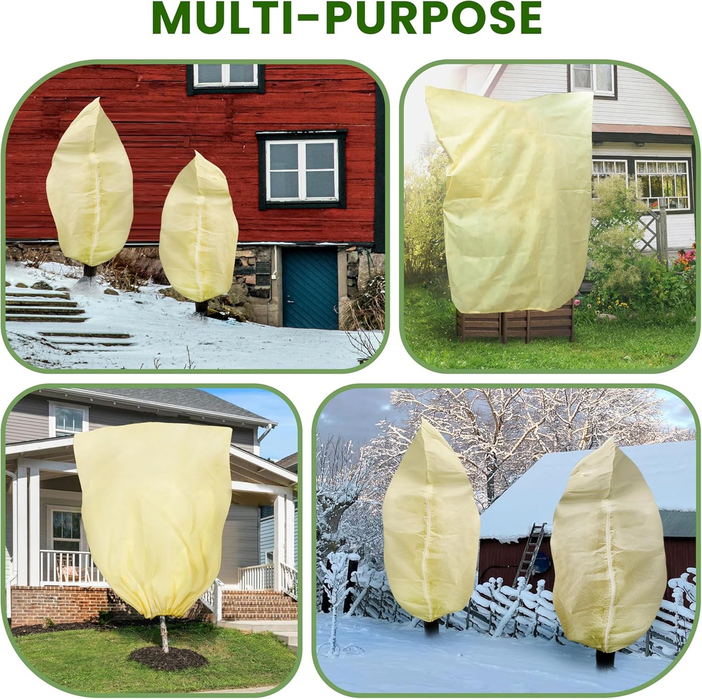 78x41inches Plant Covers Freeze Protection,4 Packs Thickened 2.82oz/yd²Frost Cloth for Outdoor Plants,Winter Tree Covers with Zipper&Drawstring,Plant Blanket for Winter Plant Covers Freeze Protection