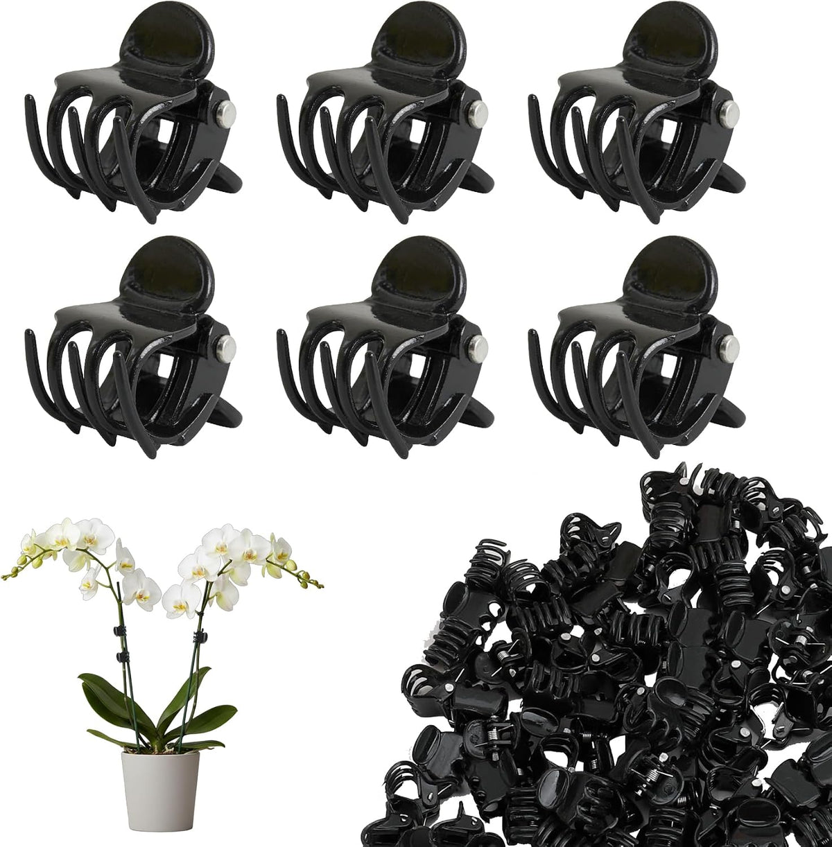 100 Pcs Plant Clips Orchid Plant Clips for Climbing Plants, Plastic Plant Support Clips Green Flower Vine Clips Tomato Trellis Clips for Supporting Vegetables Stems Vines Climbing Plant Grow Upright