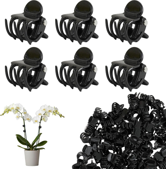 100 Pcs Plant Clips Orchid Plant Clips for Climbing Plants, Plastic Plant Support Clips Green Flower Vine Clips Tomato Trellis Clips for Supporting Vegetables Stems Vines Climbing Plant Grow Upright