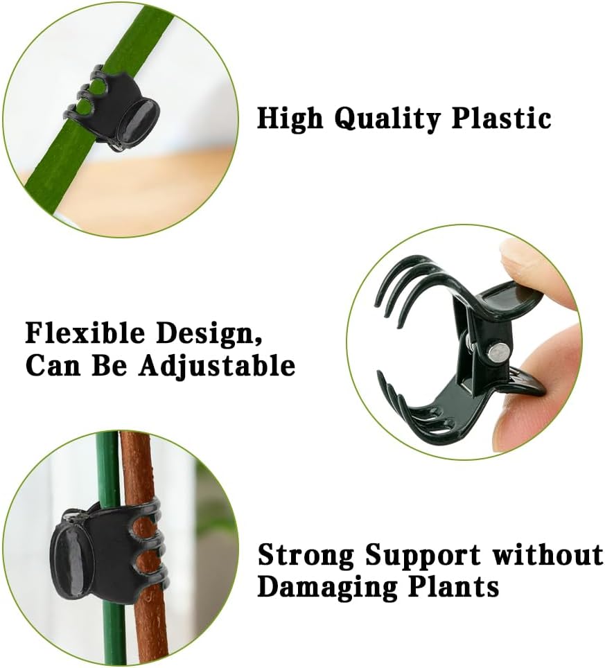 100 Pcs Plant Clips Orchid Plant Clips for Climbing Plants, Plastic Plant Support Clips Green Flower Vine Clips Tomato Trellis Clips for Supporting Vegetables Stems Vines Climbing Plant Grow Upright