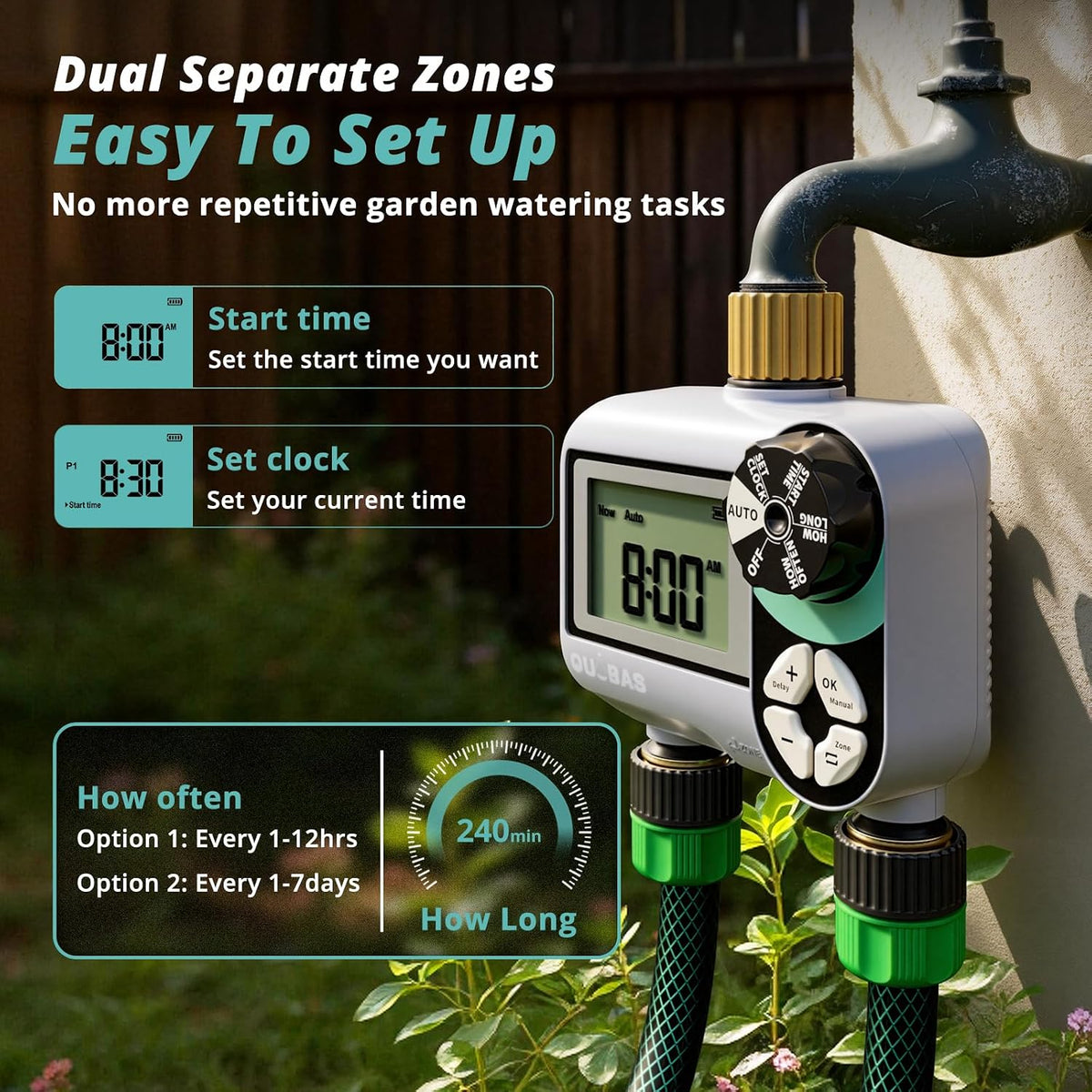 Brass Sprinkler Timer, Programmable Water Hose Timer for Garden Hose