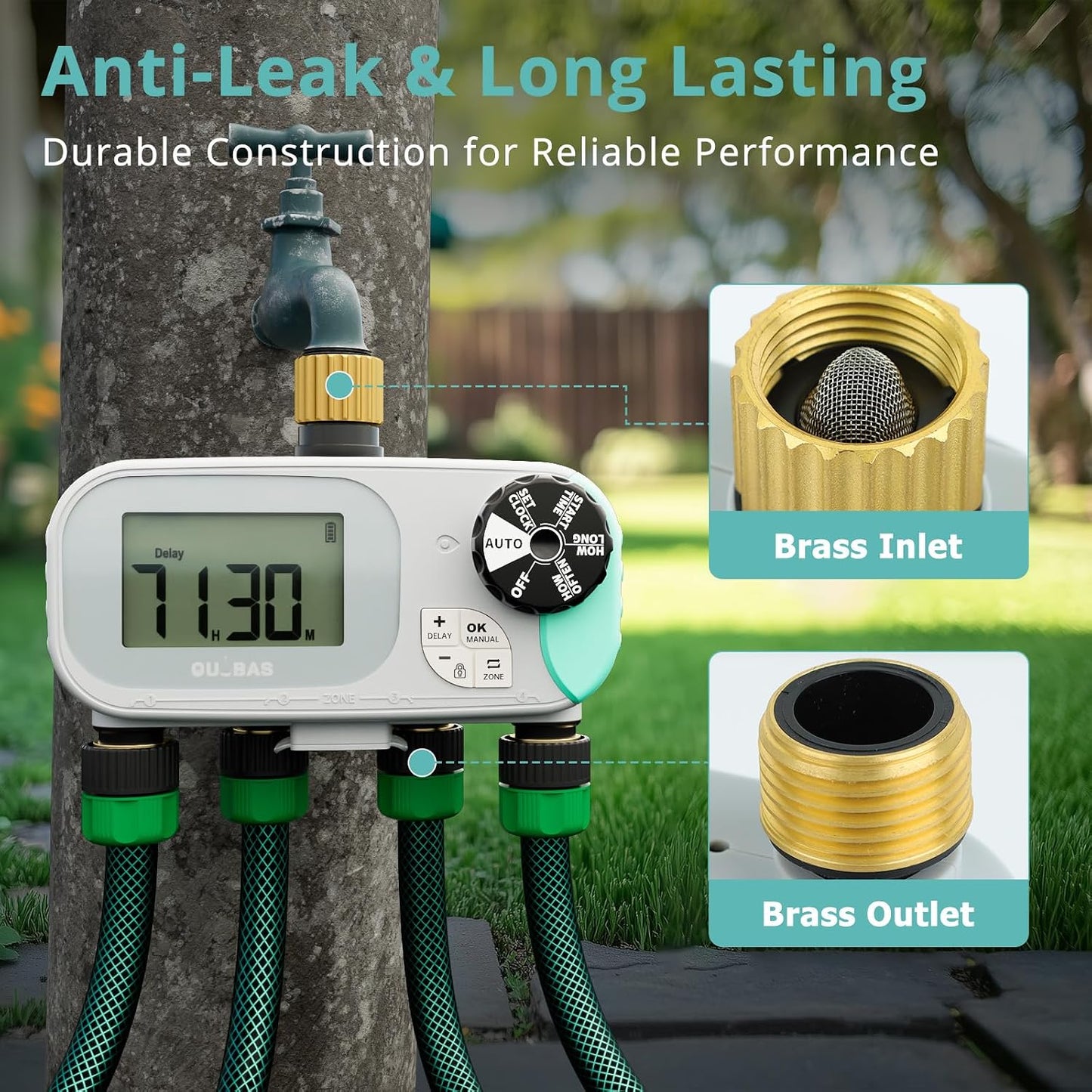 Brass Sprinkler Timer, Programmable Water Hose Timer for Garden Hose