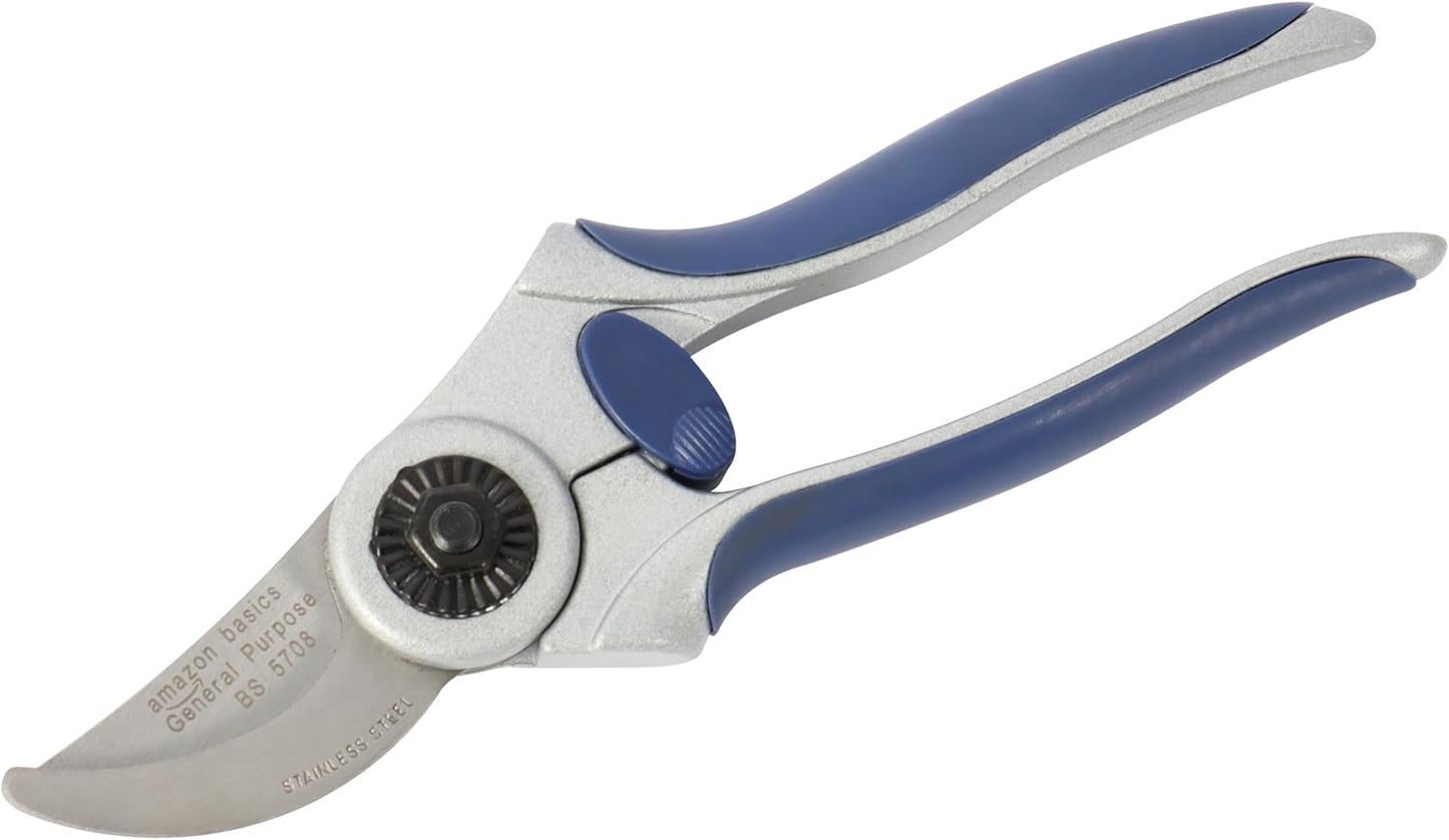 Professional Bypass Pruning Shears, Lightweight Garden Clippers for Cutting Flowers, Trimming Plants, 7-inch Steel Garden Scissors, Blue