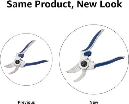 Professional Bypass Pruning Shears, Lightweight Garden Clippers for Cutting Flowers, Trimming Plants, 7-inch Steel Garden Scissors, Blue