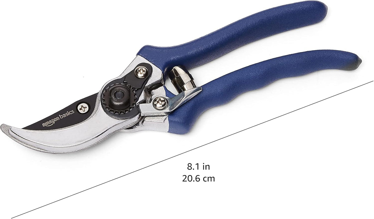 Professional Bypass Pruning Shears, Lightweight Garden Clippers for Cutting Flowers, Trimming Plants, 7-inch Steel Garden Scissors, Blue