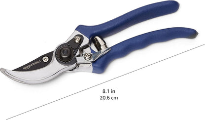Professional Bypass Pruning Shears, Lightweight Garden Clippers for Cutting Flowers, Trimming Plants, 7-inch Steel Garden Scissors, Blue