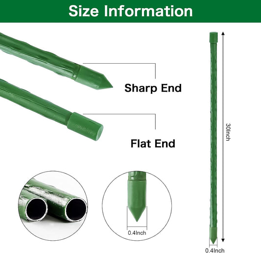 Garden Stakes 30 Inch 2.5ft 25 Pack,Sturdy Plant Metal Sticks Support,Plastic Coated Plant Stakes,Tomato Stakes,Beans,Trees