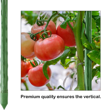 Garden Stakes 30 Inch 2.5ft 25 Pack,Sturdy Plant Metal Sticks Support,Plastic Coated Plant Stakes,Tomato Stakes,Beans,Trees