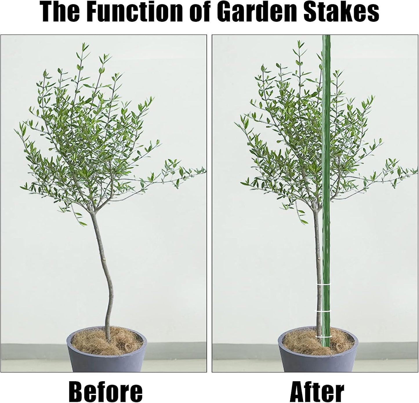 Garden Stakes 30 Inch 2.5ft 25 Pack,Sturdy Plant Metal Sticks Support,Plastic Coated Plant Stakes,Tomato Stakes,Beans,Trees