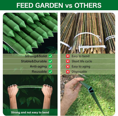 Garden Stakes 30 Inch 2.5ft 25 Pack,Sturdy Plant Metal Sticks Support,Plastic Coated Plant Stakes,Tomato Stakes,Beans,Trees