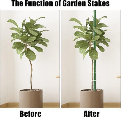 Garden Stakes 30 Inch 2.5ft 25 Pack,Sturdy Plant Metal Sticks Support,Plastic Coated Plant Stakes,Tomato Stakes,Beans,Trees