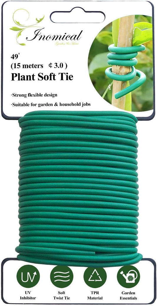 Soft Plant Wire, 49.2 ft Reusable Rubber Twist Ties Heavy Duty Garden Wire for Plants, Soft Twist Plant Tie to Support Plant Vines, Stems & Stalks and for Home Organization (49.2 feet/15 Meters)