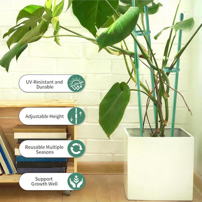 15" Plant Stackes for Indoor Plants, Adjustable Plant Support Stakes with Clips, Plant Sticks Support Tall for Indoor Orchid Monstera Tomato Potted Plants, Great Garden Stakes- 10pcs
