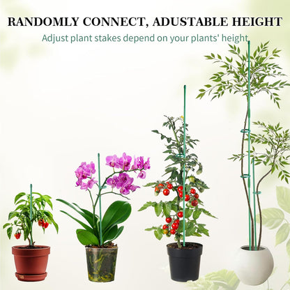 15" Plant Stackes for Indoor Plants, Adjustable Plant Support Stakes with Clips, Plant Sticks Support Tall for Indoor Orchid Monstera Tomato Potted Plants, Great Garden Stakes- 10pcs