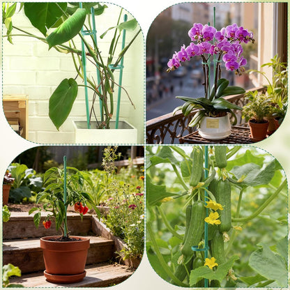 15" Plant Stackes for Indoor Plants, Adjustable Plant Support Stakes with Clips, Plant Sticks Support Tall for Indoor Orchid Monstera Tomato Potted Plants, Great Garden Stakes- 10pcs