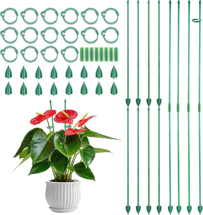 15" Plant Stackes for Indoor Plants, Adjustable Plant Support Stakes with Clips, Plant Sticks Support Tall for Indoor Orchid Monstera Tomato Potted Plants, Great Garden Stakes- 10pcs