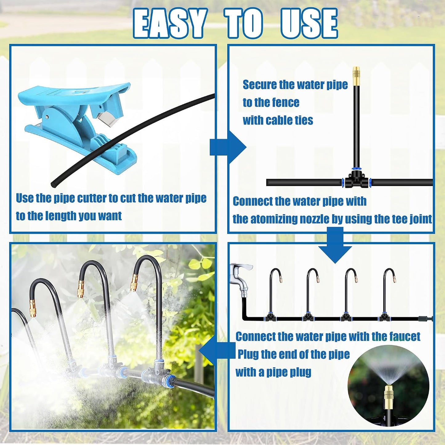 1/4" Drip Irrigation System for Garden Watering 360°Adjustable