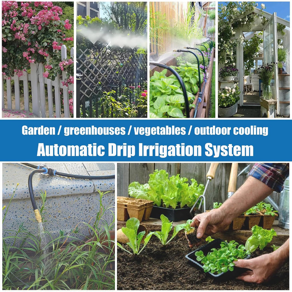 1/4" Drip Irrigation System for Garden Watering 360°Adjustable