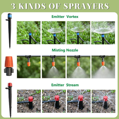 1/4" Drip Irrigation System for Garden Watering 360°Adjustable