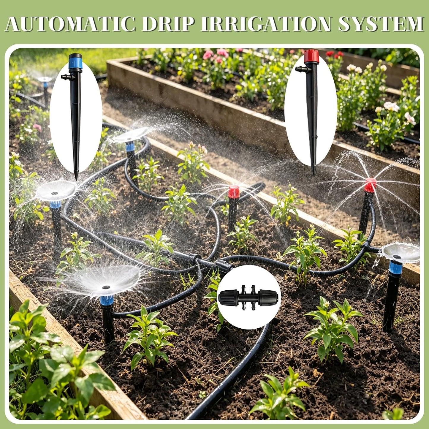 1/4" Drip Irrigation System for Garden Watering 360°Adjustable