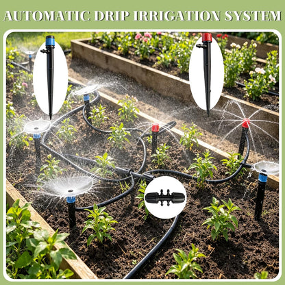 1/4" Drip Irrigation System for Garden Watering 360°Adjustable
