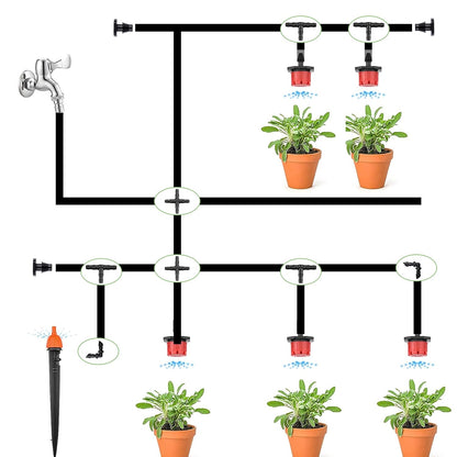 1/4" Drip Irrigation System for Garden Watering 360°Adjustable