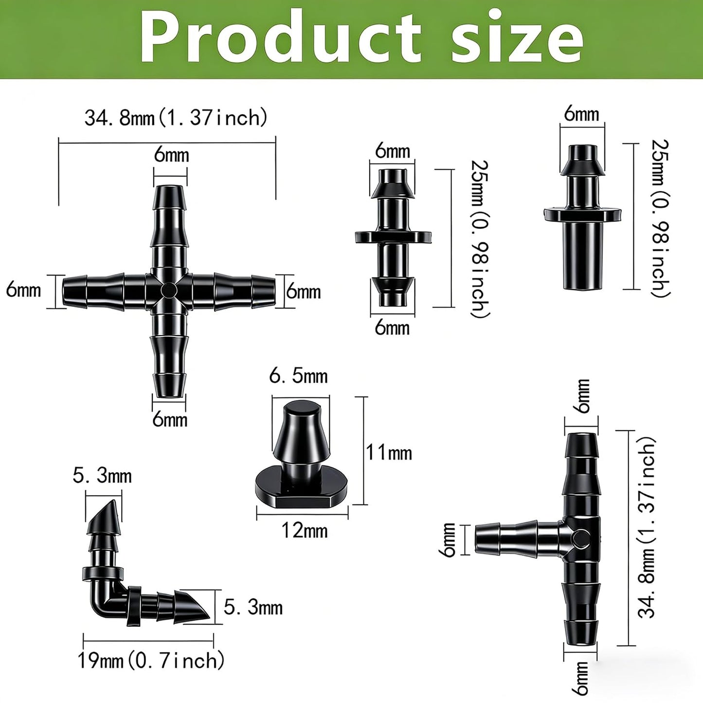 1/4" Drip Irrigation System for Garden Watering 360°Adjustable