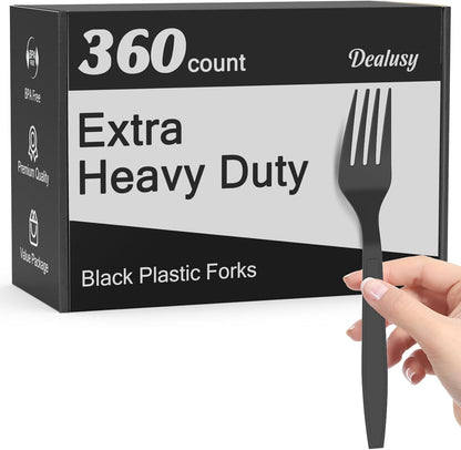 360 Count Extra Heavy Duty Clear Plastic Forks Disposable