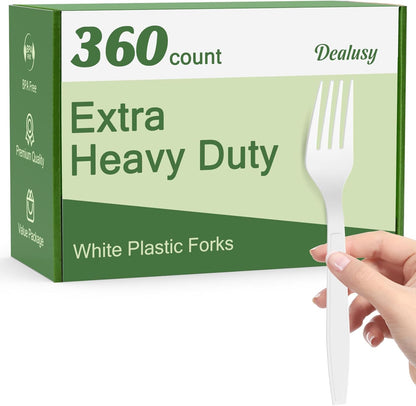 360 Count Extra Heavy Duty Clear Plastic Forks Disposable