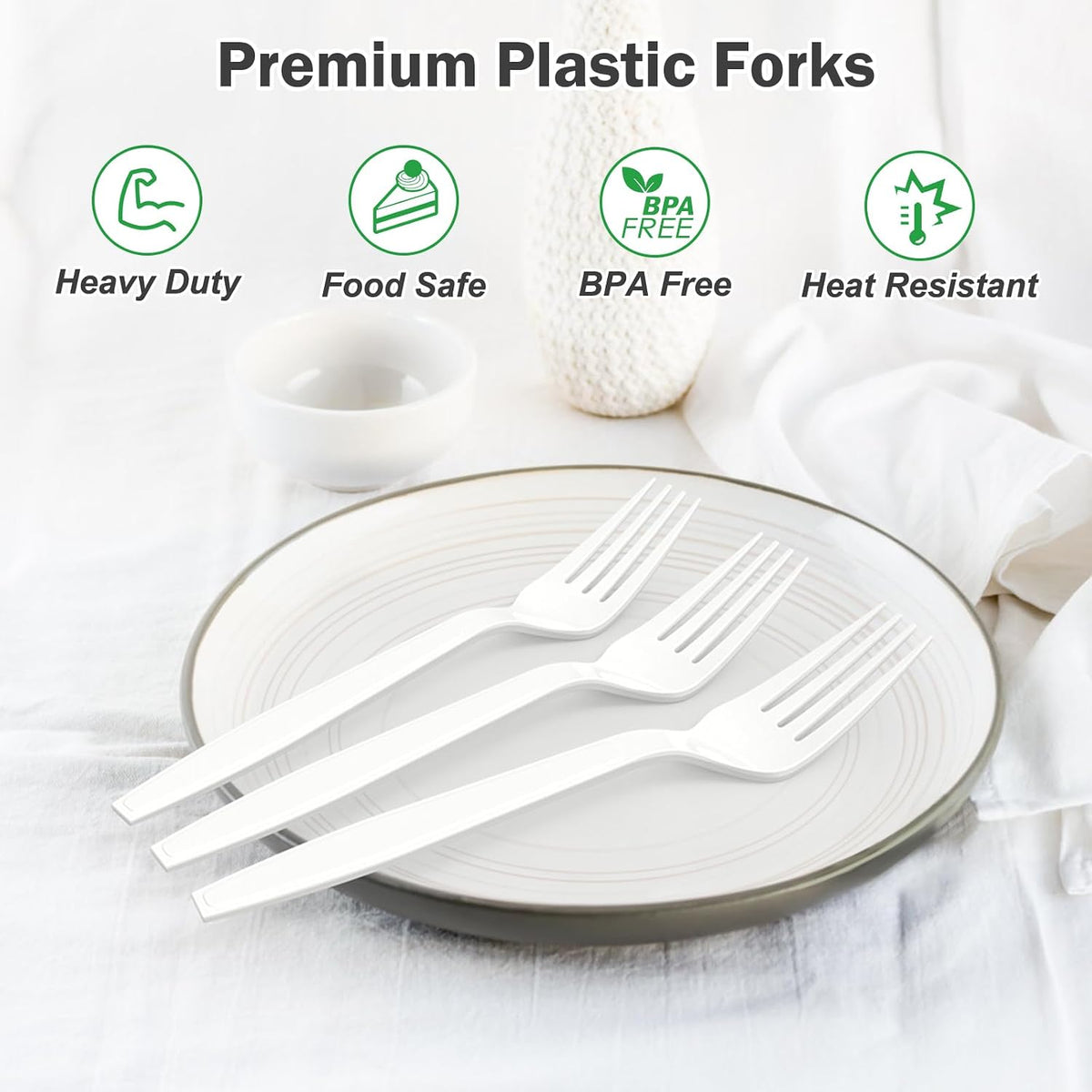 360 Count Extra Heavy Duty Clear Plastic Forks Disposable