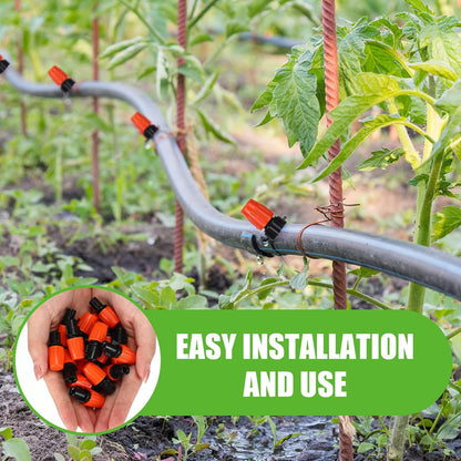 394 ft Drip Irrigation System Kit, 1/2 Inch Hose 1/4 Inch Distribution Tubing Drip Emitters Adjustable Misting Nozzle Barbed Fittings Patio Misting Plant Watering System for Garden Yard Lawn