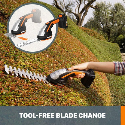 Cordless Grass Shear & Shrub Trimmer, 20V 4" + 8" Bush Trimmer, WG801