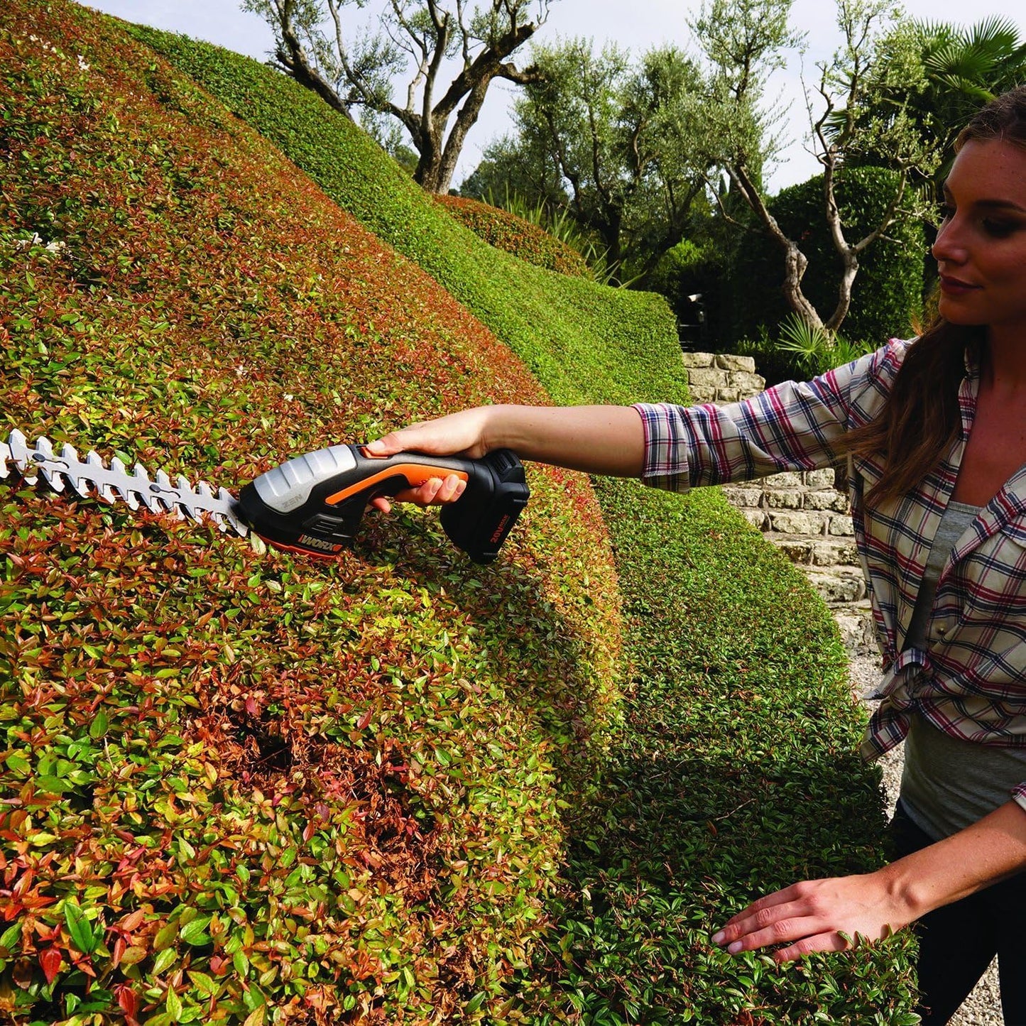 Cordless Grass Shear & Shrub Trimmer, 20V 4" + 8" Bush Trimmer, WG801
