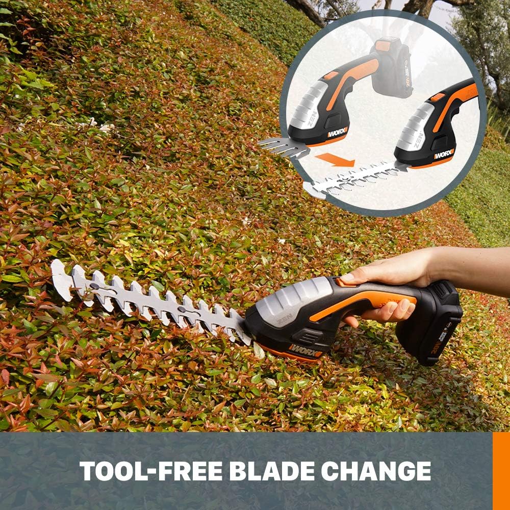 Cordless Grass Shear & Shrub Trimmer, 20V 4" + 8" Bush Trimmer, WG801