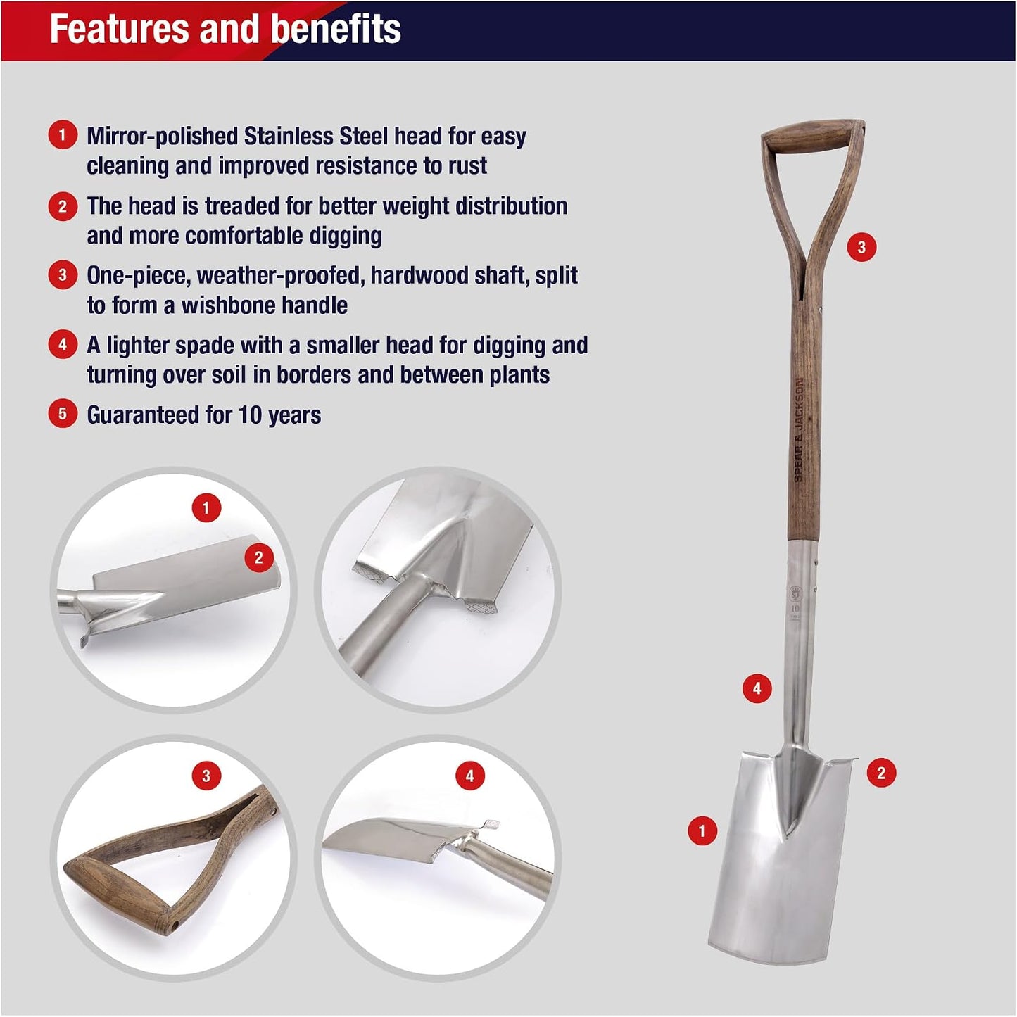 Traditional Stainless Steel Border Fork, Durable Heavy Duty Garden Tool, Ideal for Aerating Weeding and Digging, Comfortable Wooden Handle
